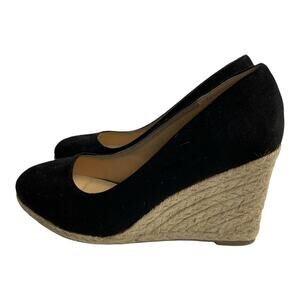 Cityclassified Black Faux Suede Wedge Espadrille Shoes Women's Size 8 NWOB